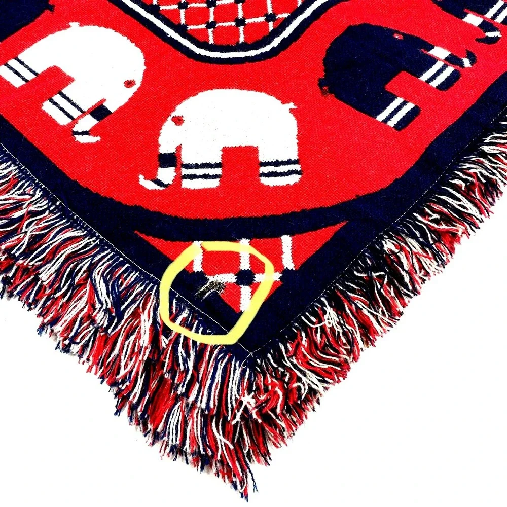 Elephant Throw Reversable Vintage 1971 Leonardo Looms Red & Blue